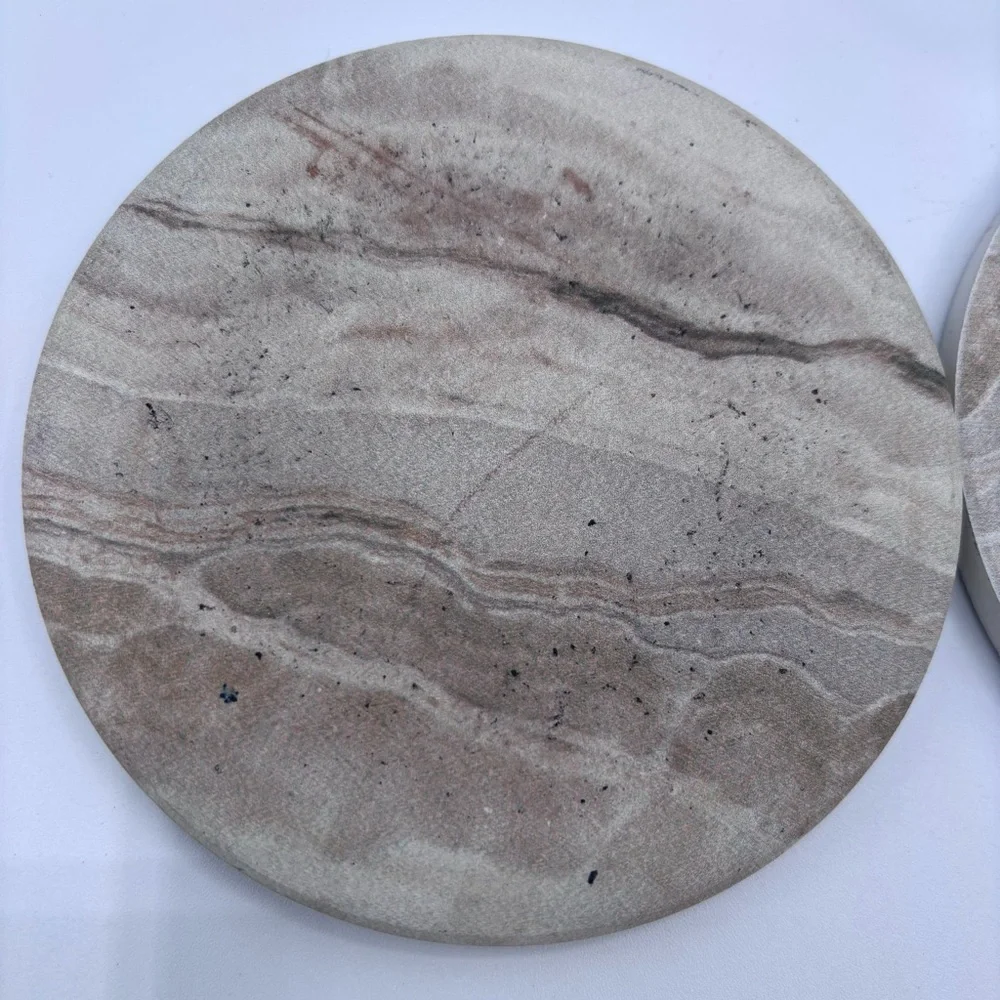 Marble Stone Coasters Set of 6 with Metal Holder — Absorbent Cork Back Drink
